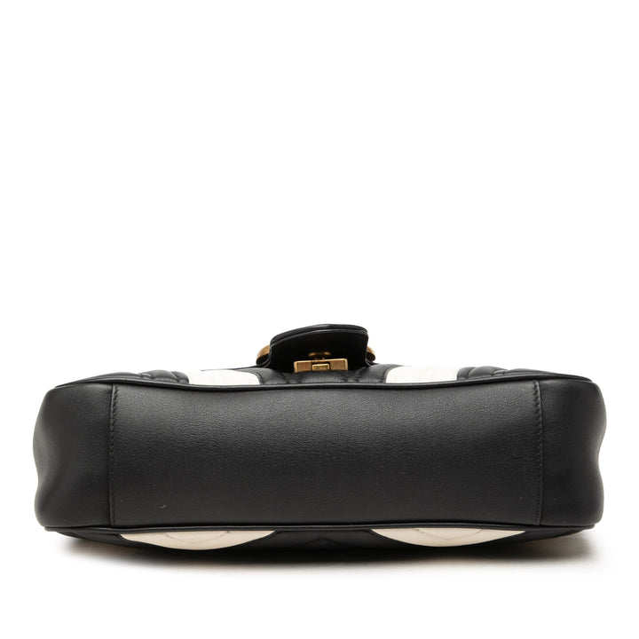Gucci GG Marmont Bicolore Matelasse Sac Moyen Cuir de veau Noir