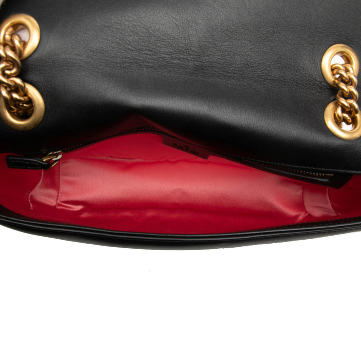 Gucci GG Marmont Bicolore Matelasse Sac Moyen Cuir de veau Noir