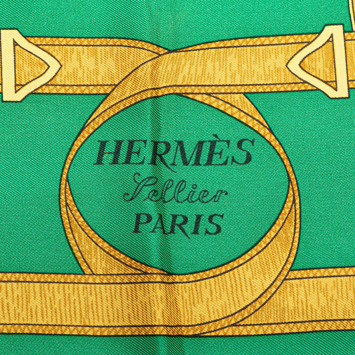 Hermès Eperon d'Or Silk Scarf Green - GABY PARIS