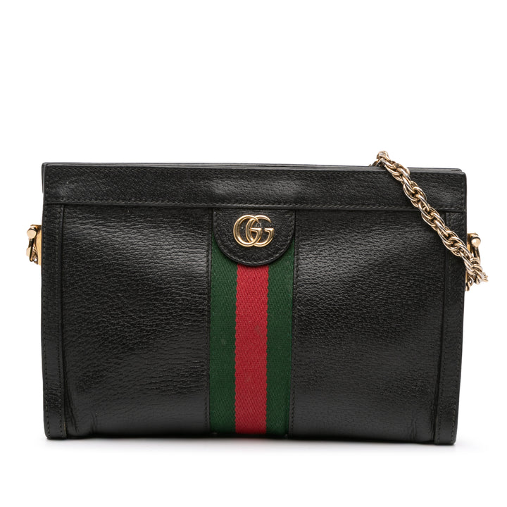 Gucci Small Cuir de veau Ophidia Chain Sac porté croisé Noir