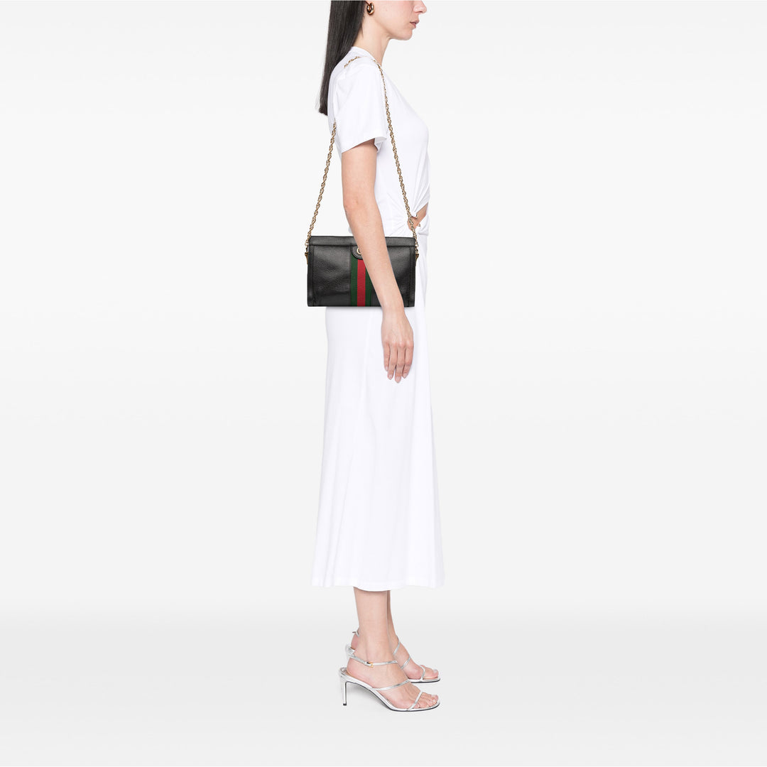 Gucci Small Cuir de veau Ophidia Chain Sac porté croisé Noir