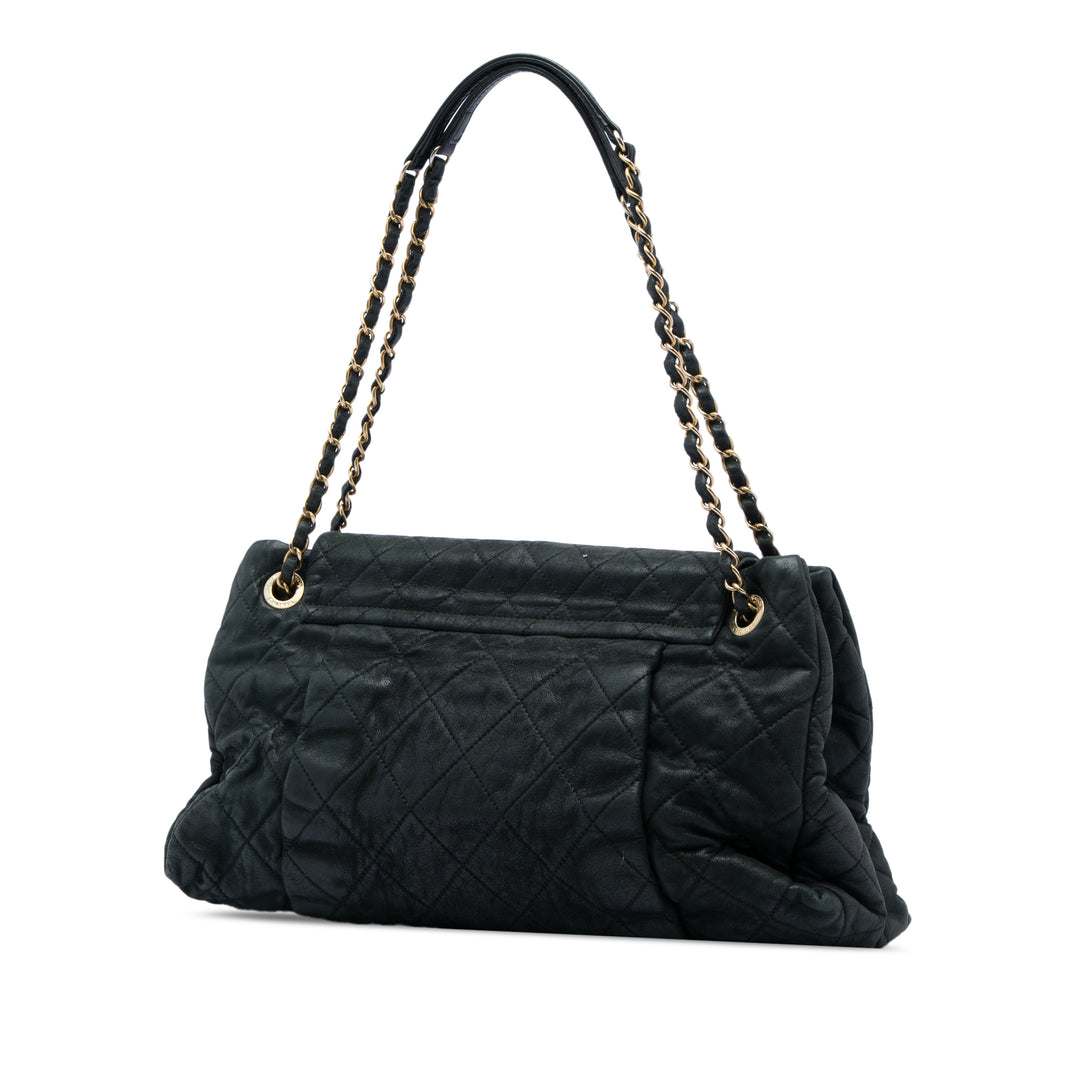 Chanel Large Matelassé Iridescent Cuir de veau Chic Quilt Accordion à rabat