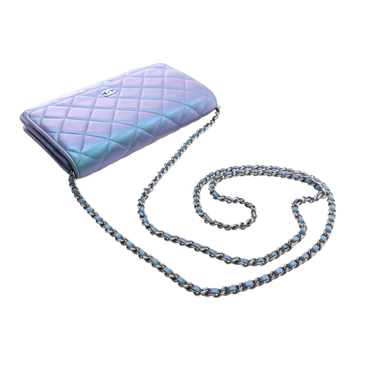 Chanel CC Matelassé Iridescent Cuir d’agneau Wallet on Chain