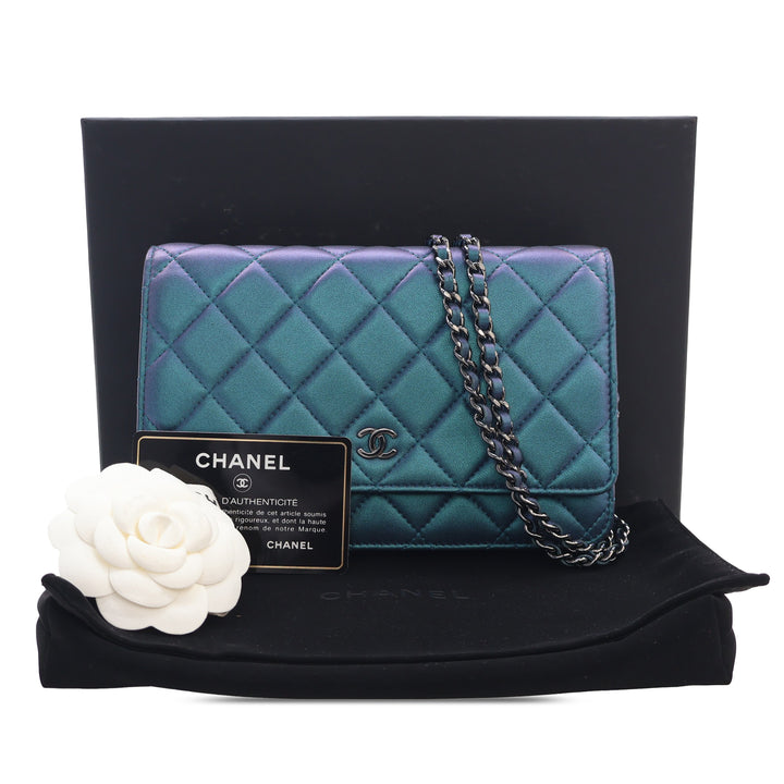 Chanel CC Matelassé Iridescent Cuir d’agneau Wallet on Chain
