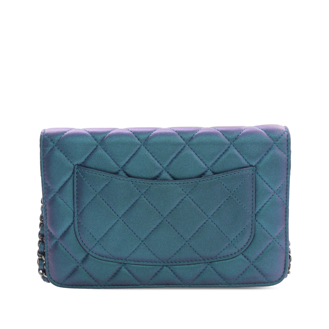 Chanel CC Matelassé Iridescent Cuir d’agneau Wallet on Chain