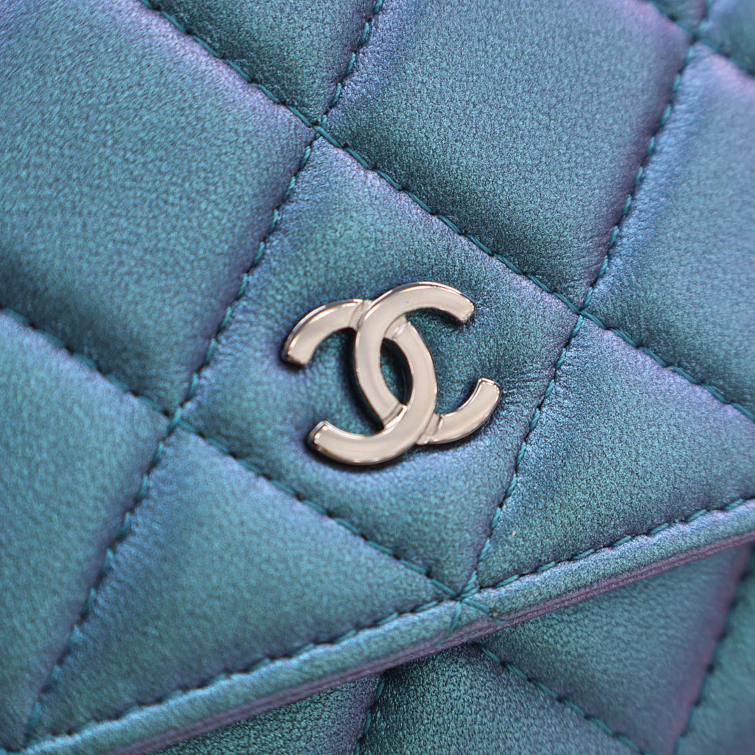 Chanel CC Matelassé Iridescent Cuir d’agneau Wallet on Chain