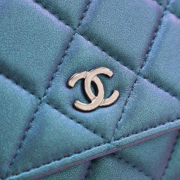 Chanel CC Matelassé Iridescent Cuir d’agneau Wallet on Chain