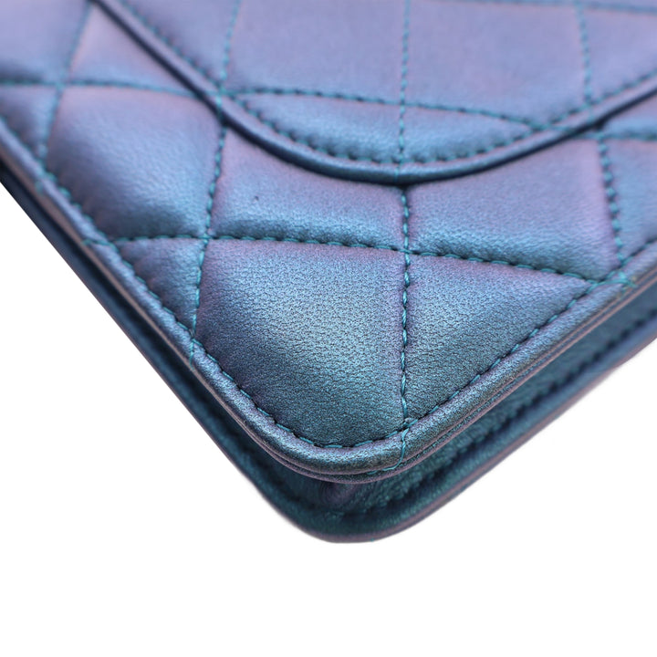 Chanel CC Matelassé Iridescent Cuir d’agneau Wallet on Chain