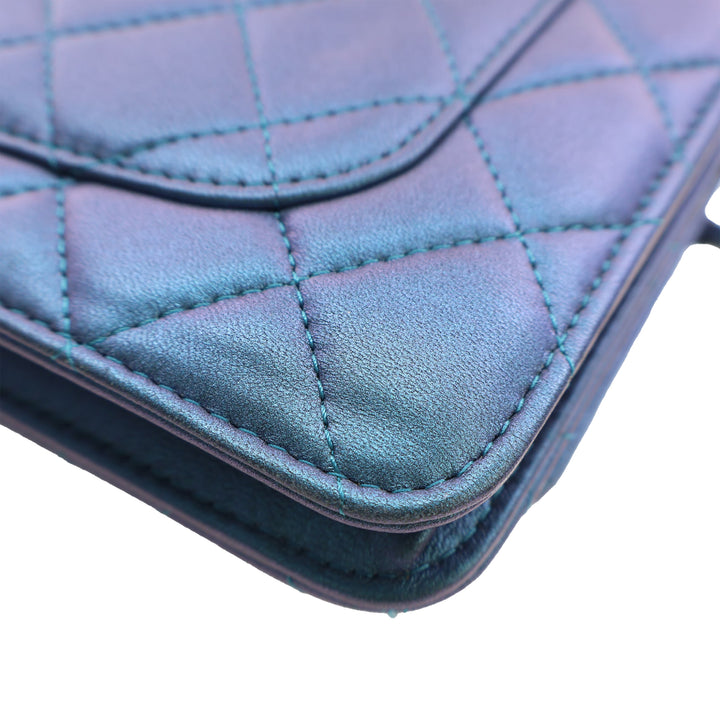 Chanel CC Matelassé Iridescent Cuir d’agneau Wallet on Chain