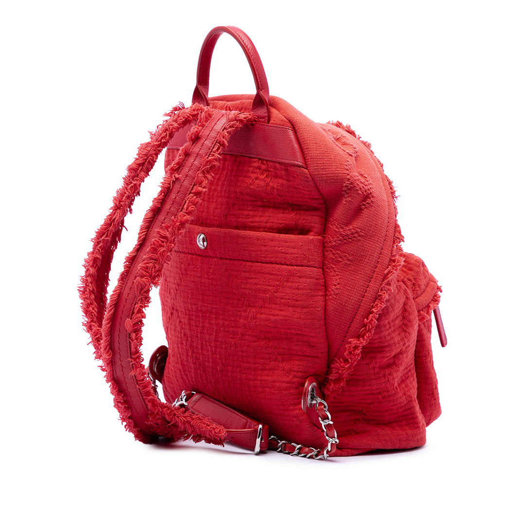 Chanel Matelassé Poche avant Fringe Sac à dos Rouge