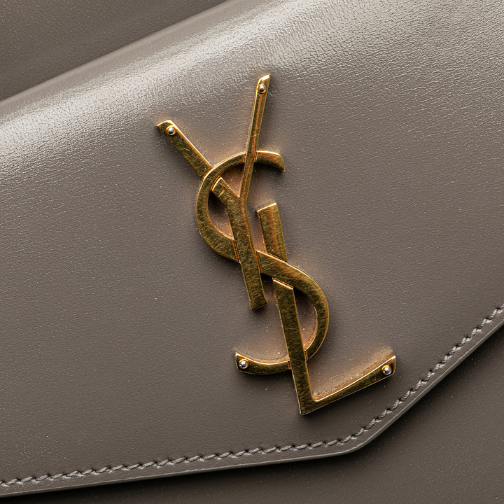 Medium Leather Monogram Uptown Satchel Gray - Gaby Paris