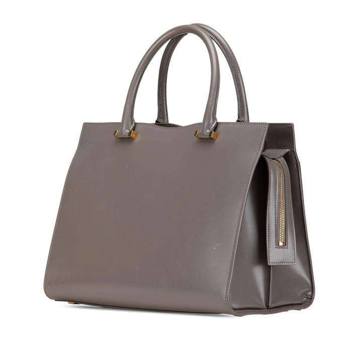 Medium Leather Monogram Uptown Satchel Gray - Gaby Paris