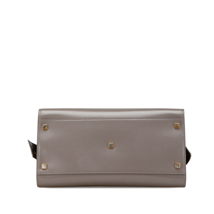 Medium Leather Monogram Uptown Satchel Gray - Gaby Paris