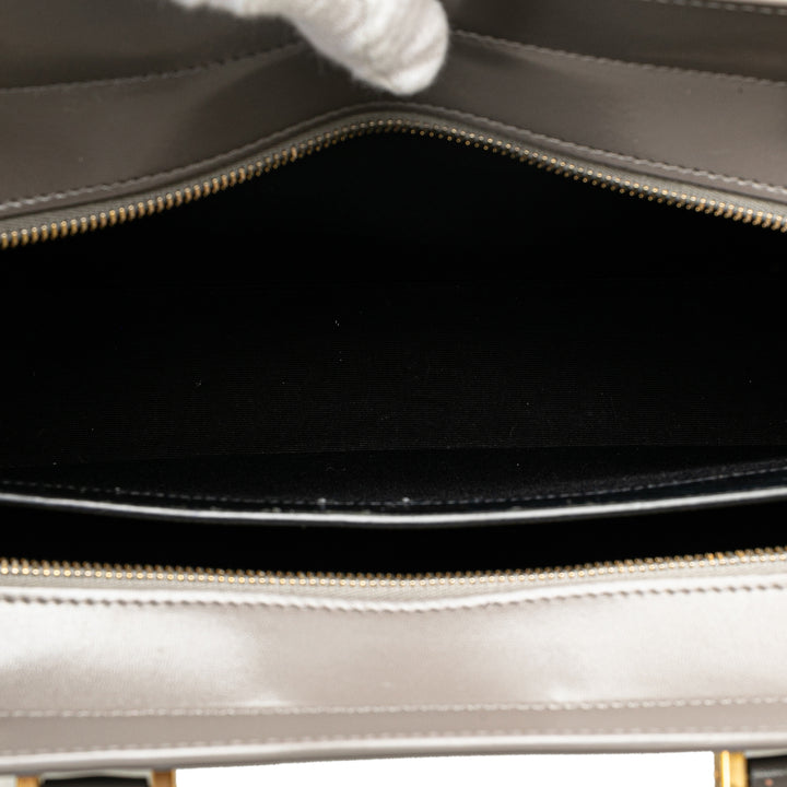 Medium Leather Monogram Uptown Satchel Gray - Gaby Paris