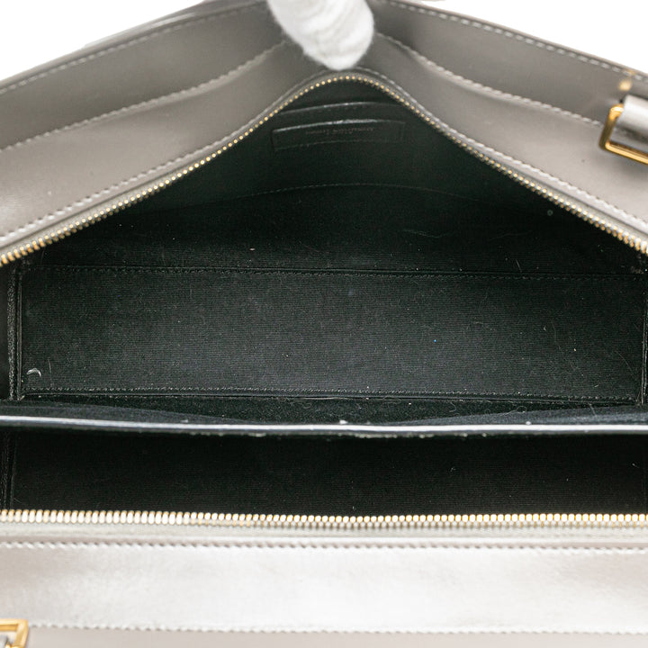 Medium Leather Monogram Uptown Satchel Gray - Gaby Paris