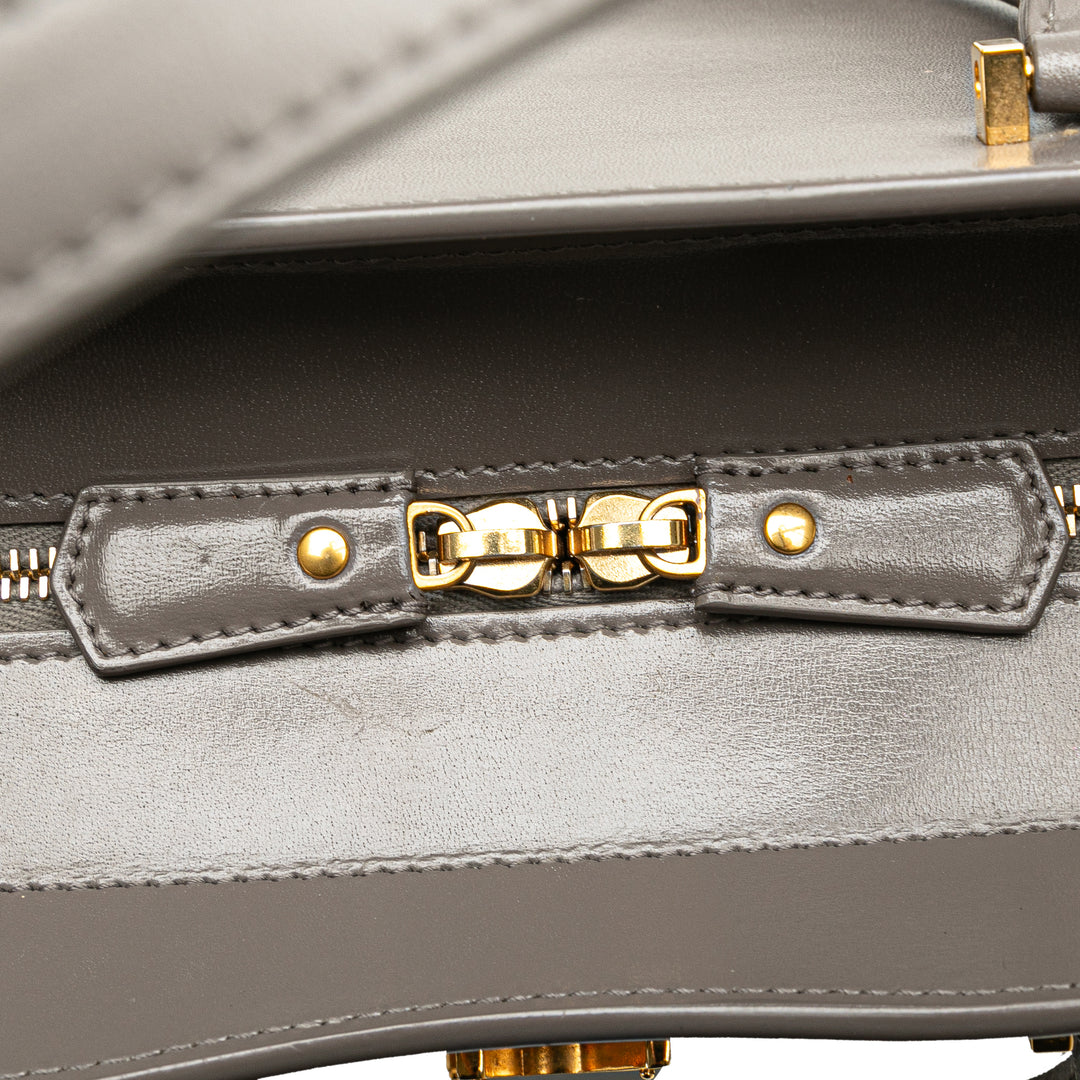 Medium Leather Monogram Uptown Satchel Gray - Gaby Paris