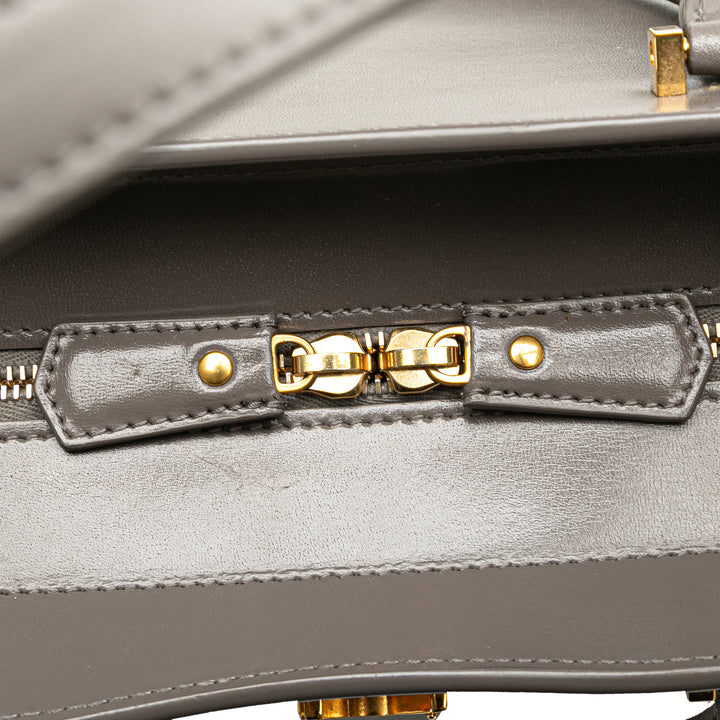 Medium Leather Monogram Uptown Satchel Gray - Gaby Paris