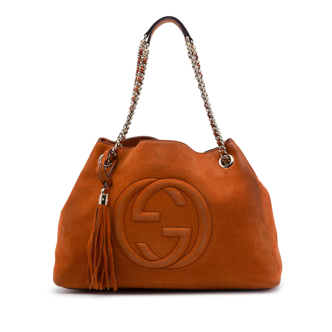 Nubuck Soho Cabas chaîne Moyen Orange