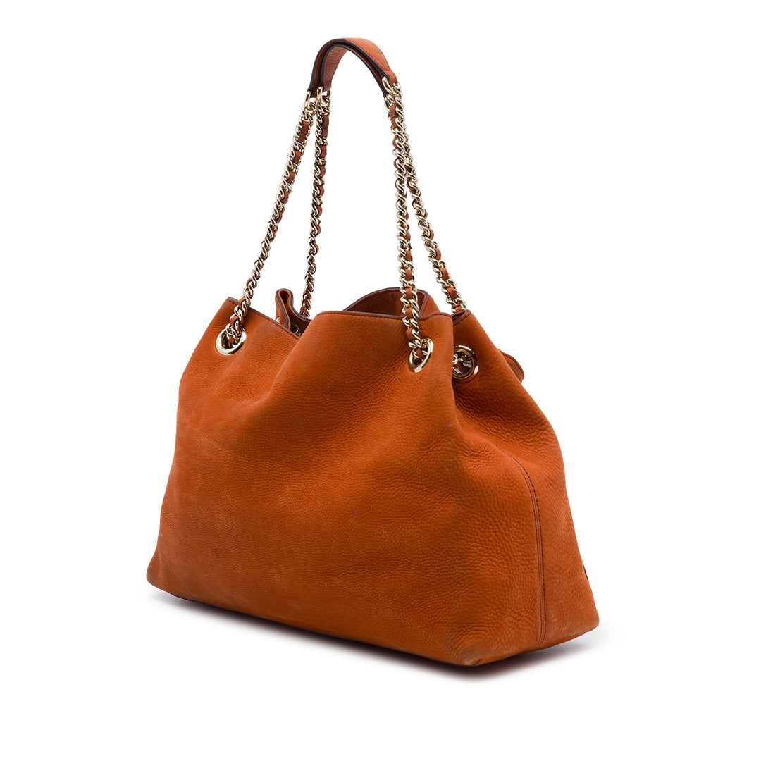 Nubuck Soho Cabas chaîne Moyen Orange