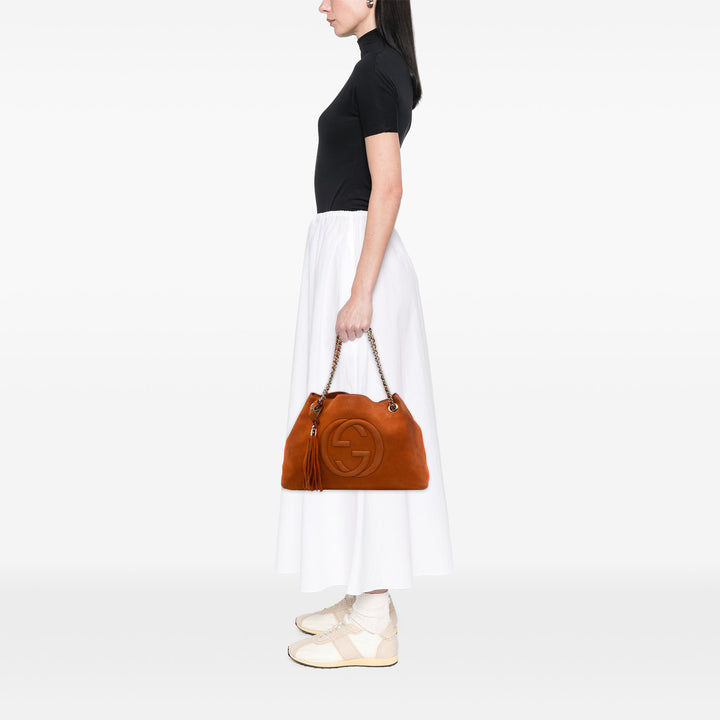 Nubuck Soho Cabas chaîne Moyen Orange