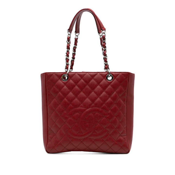 Caviar Vertical Grand Shopping Tote Red - Gaby Paris