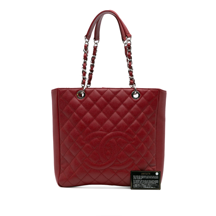 Caviar Vertical Grand Shopping Tote Red - Gaby Paris