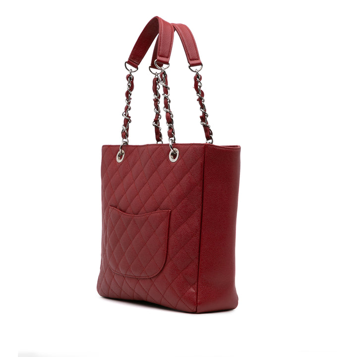 Caviar Vertical Grand Shopping Tote Red - Gaby Paris