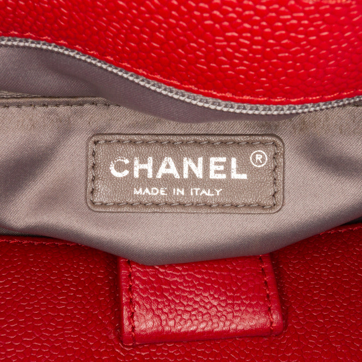 Caviar Vertical Grand Shopping Tote Red - Gaby Paris