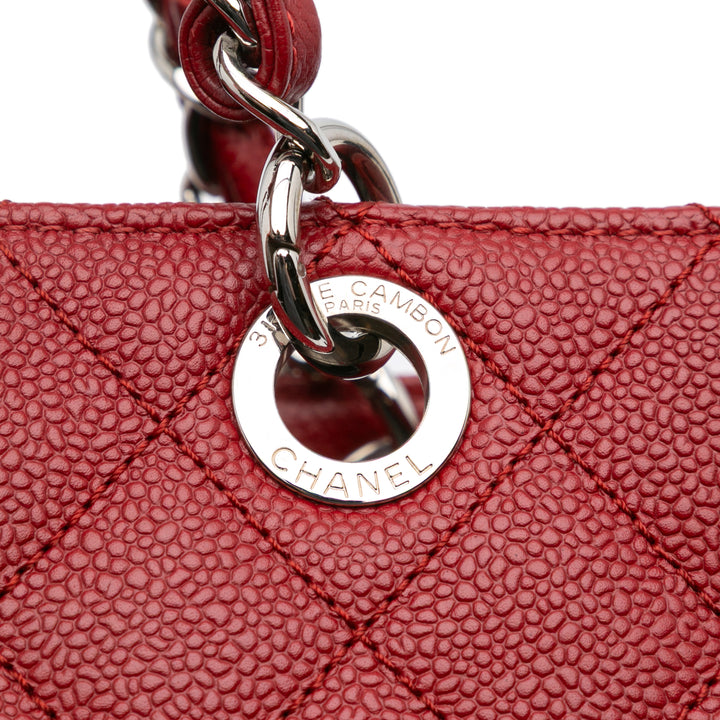 Caviar Vertical Grand Shopping Tote Red - Gaby Paris