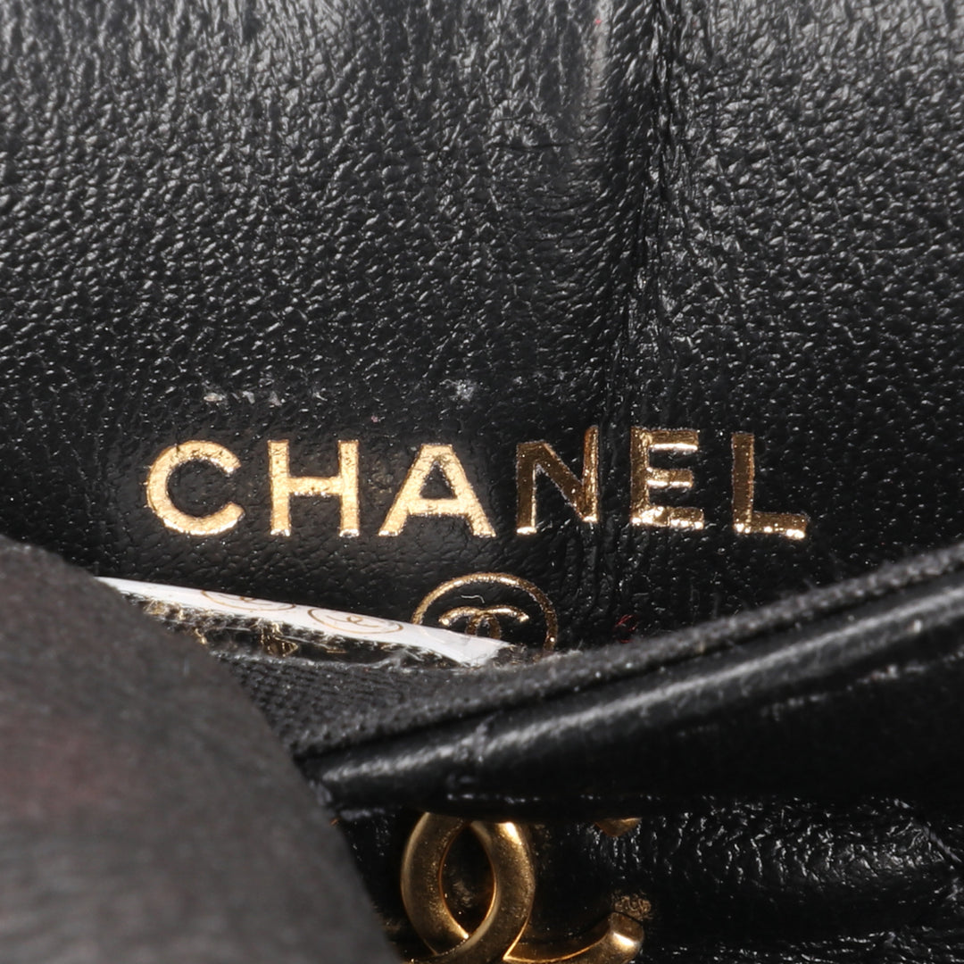 Lambskin Pearl Crown CC Wristlet Multi Pouches Black - Gaby Paris