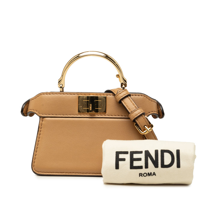 Peekaboo ISeeU Poignée Sac Nano Cuir de veau Marron