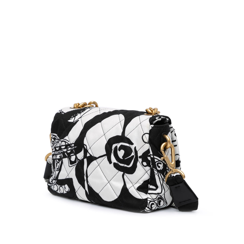 Mini Printed Canvas Deer Coco Flap White - Gaby Paris