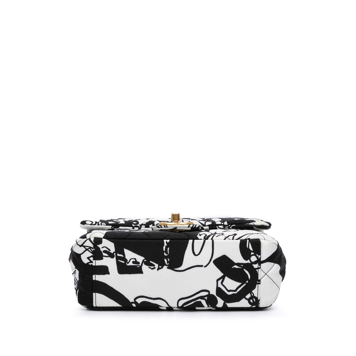 Mini Printed Canvas Deer Coco Flap White - Gaby Paris