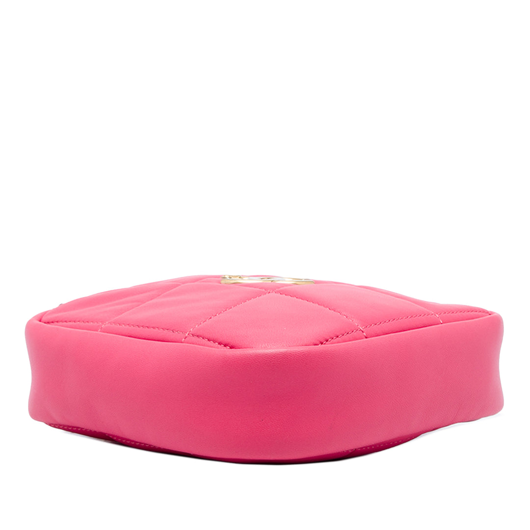 Chanel CC Matelassé Diamond Pochette avec chaîne Cuir d'agneau Rose – vue 3 – GABY PARIS