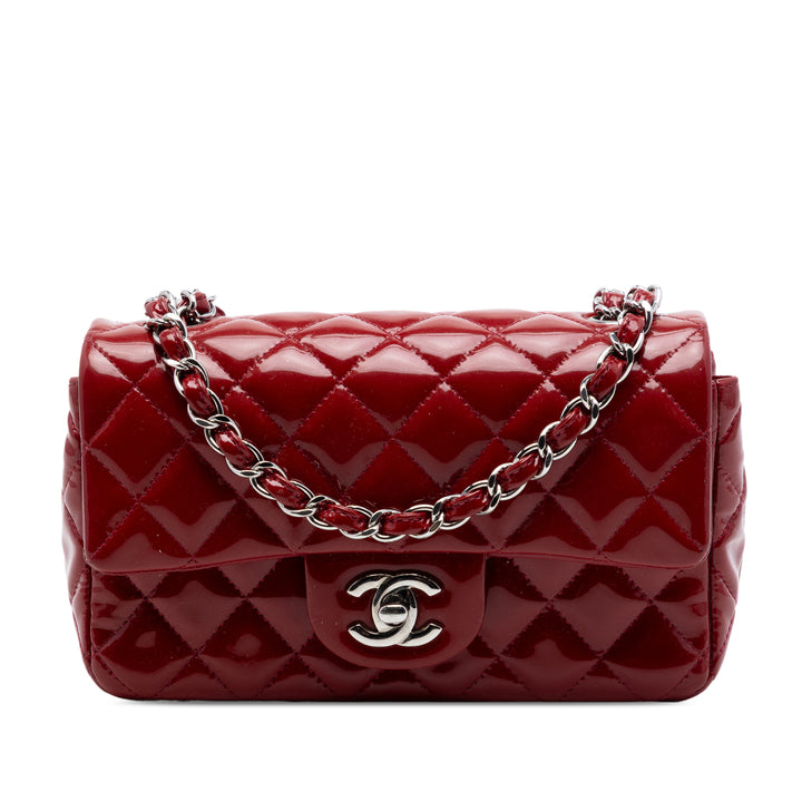 Chanel Mini Rectangular Classic Cuir verni Simple rabat