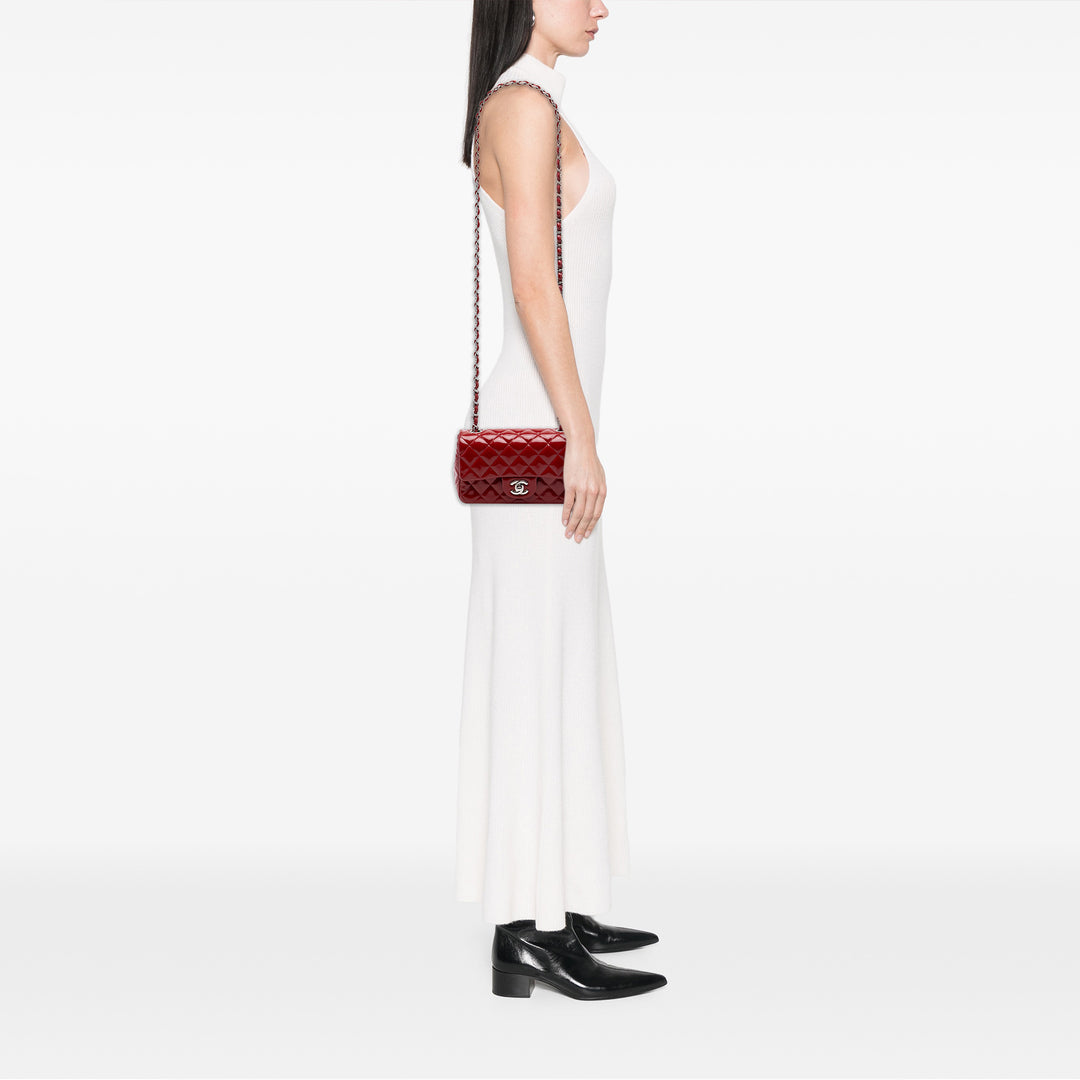Chanel Mini Rectangular Classic Cuir verni Simple rabat