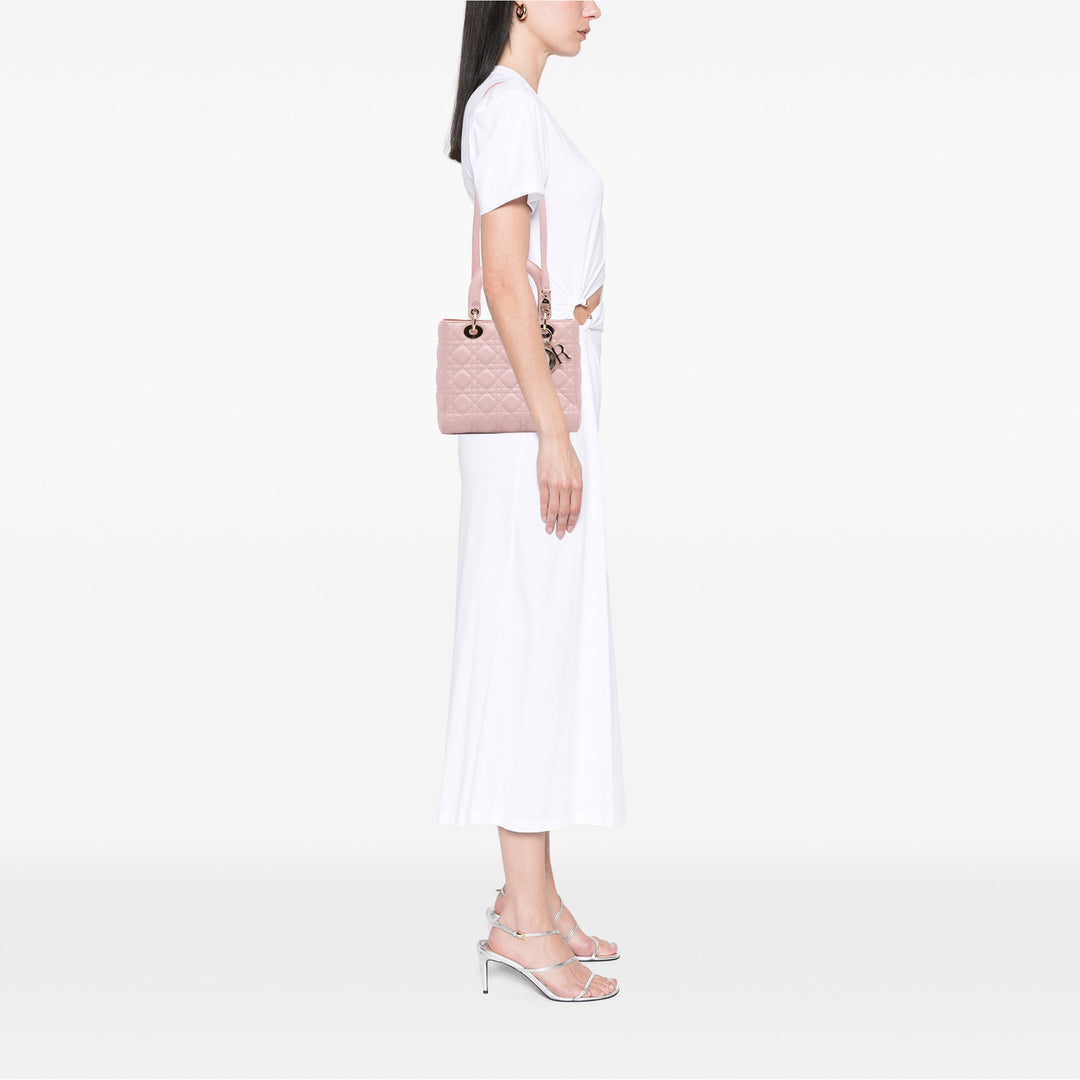 Medium Lambskin Cannage Lady Dior Pink - Gaby Paris