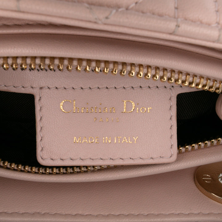 Medium Lambskin Cannage Lady Dior Pink - Gaby Paris