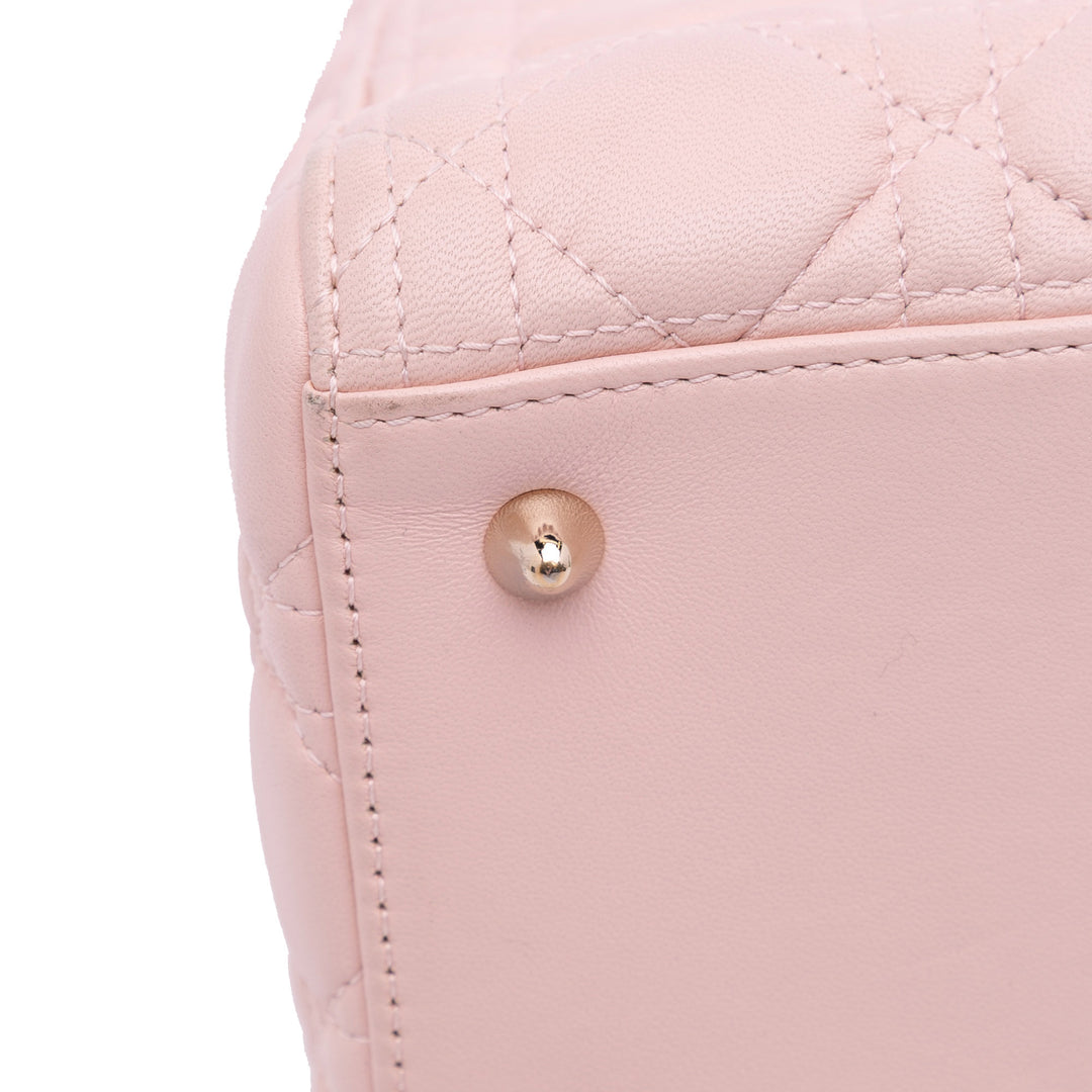 Medium Lambskin Cannage Lady Dior Pink - Gaby Paris