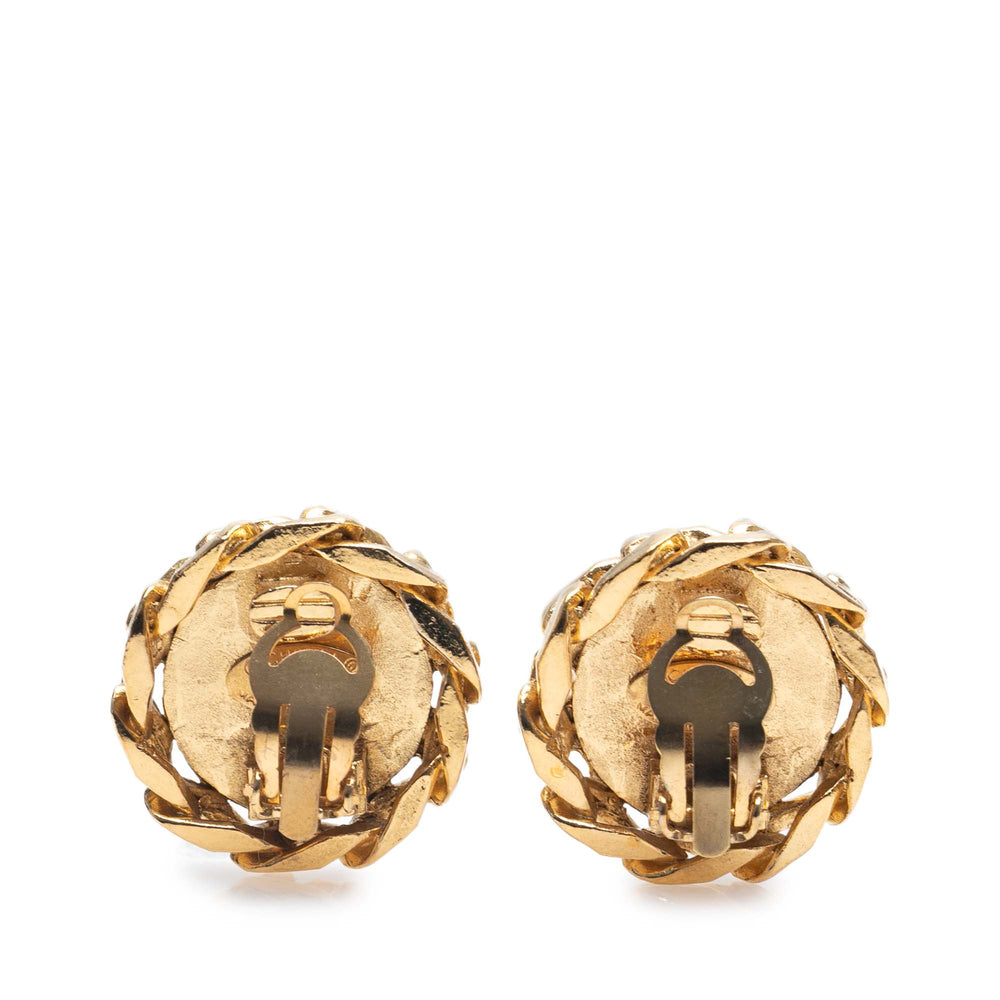 Gold Plated CC Crystal Clip On Earrings Gold - Gaby Paris
