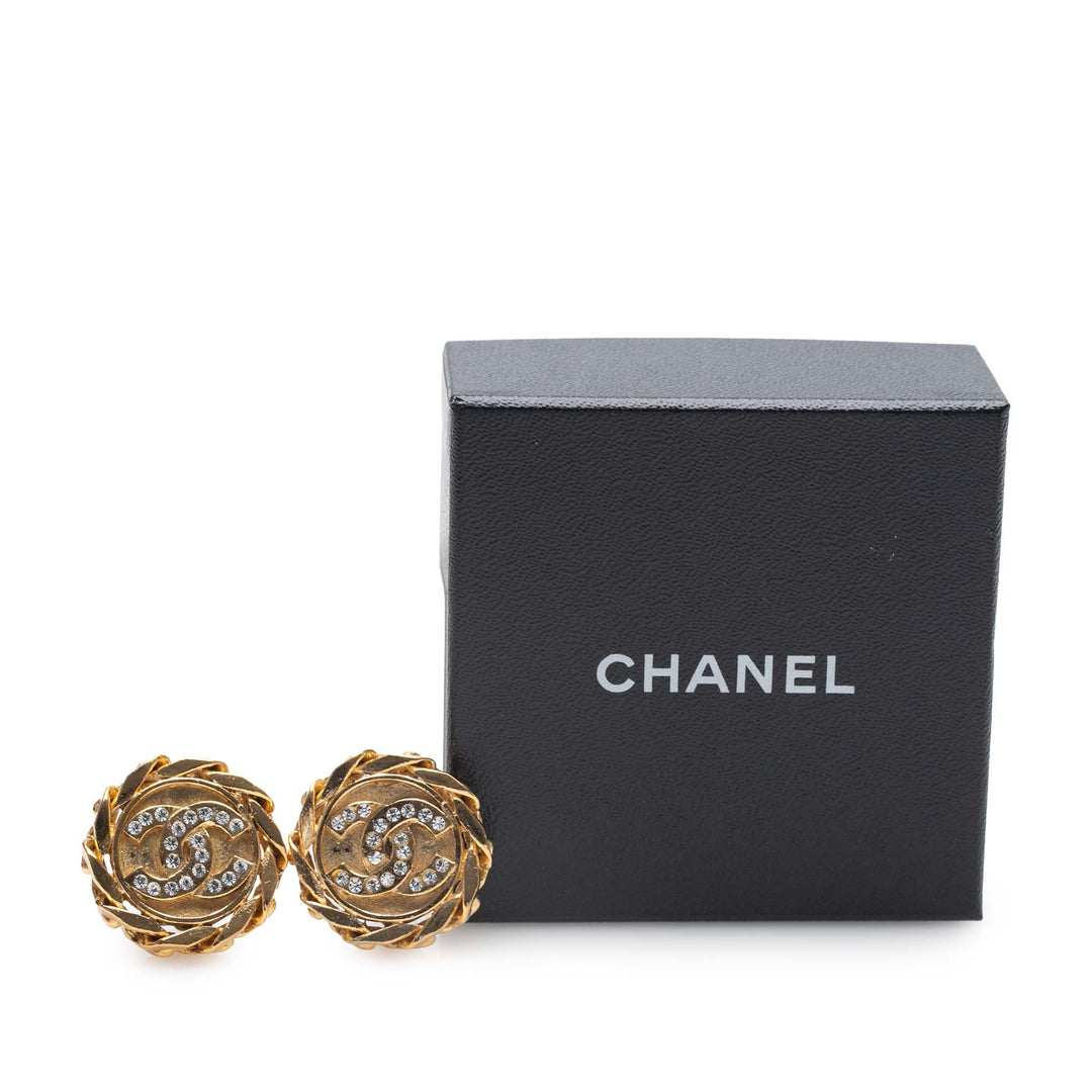 Gold Plated CC Crystal Clip On Earrings Gold - Gaby Paris