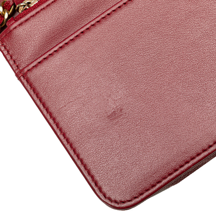 Quilted Caviar Boy Wallet on Chain Red - Gaby Paris