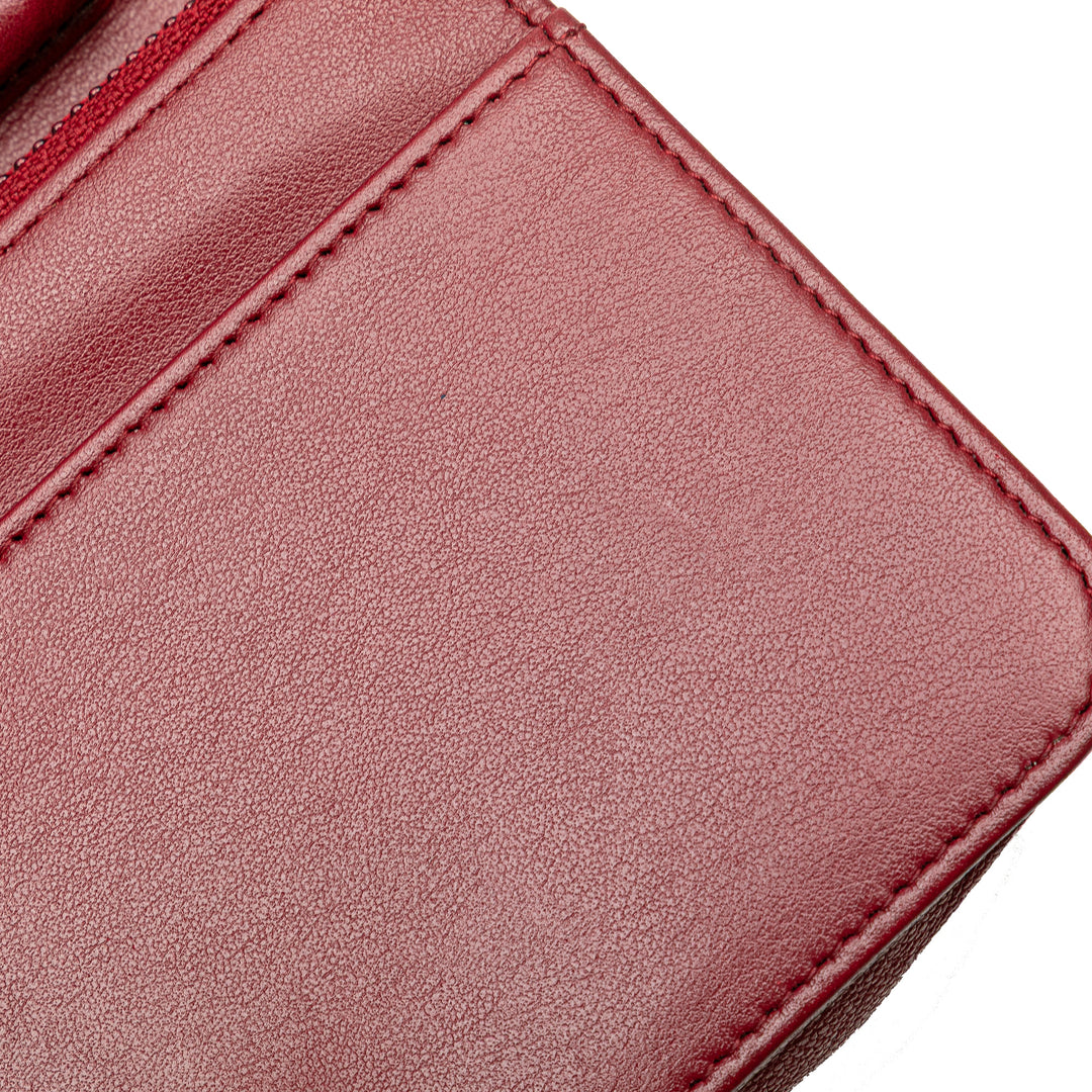 Quilted Caviar Boy Wallet on Chain Red - Gaby Paris