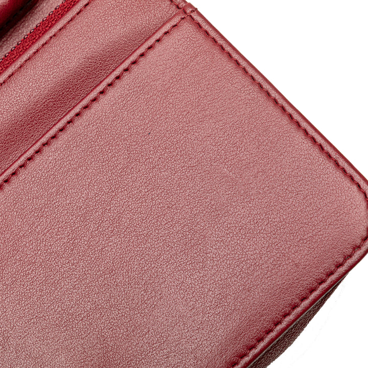 Quilted Caviar Boy Wallet on Chain Red - Gaby Paris