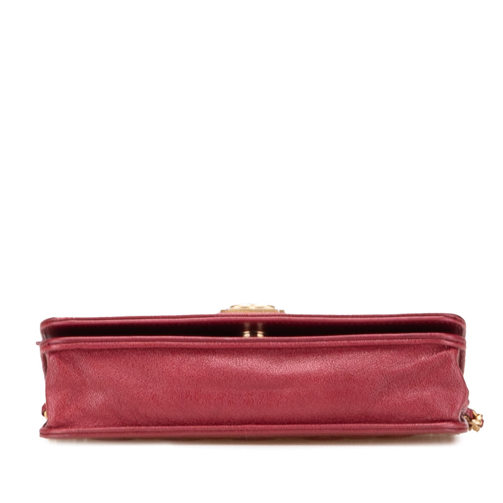 Quilted Caviar Boy Wallet on Chain Red - Gaby Paris