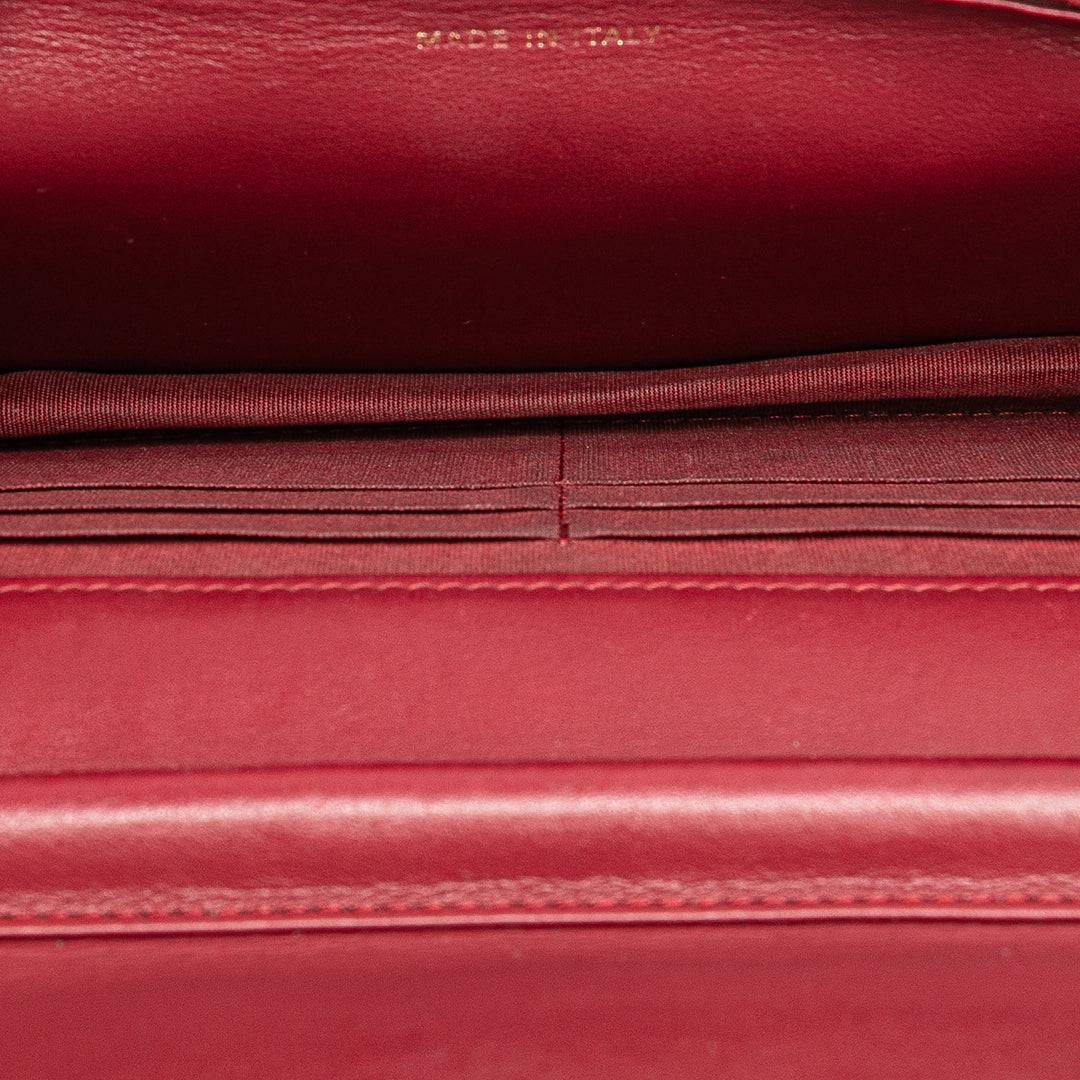 Quilted Caviar Boy Wallet on Chain Red - Gaby Paris