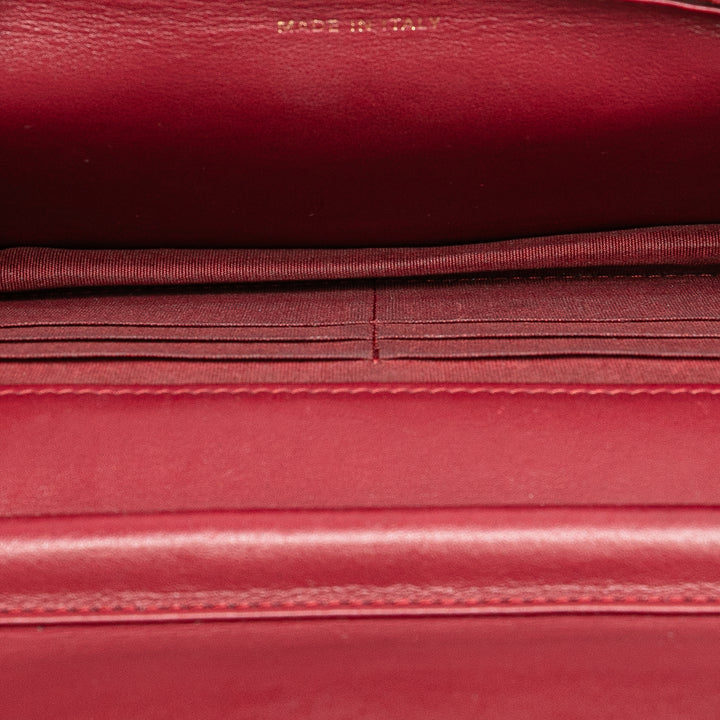 Quilted Caviar Boy Wallet on Chain Red - Gaby Paris