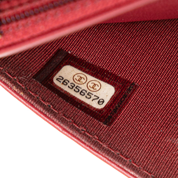 Quilted Caviar Boy Wallet on Chain Red - Gaby Paris