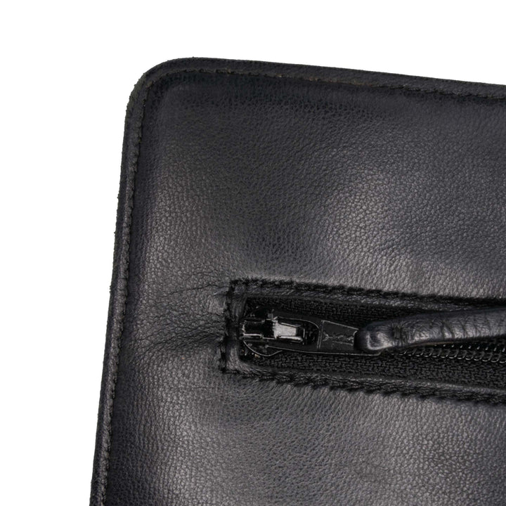 Lambskin Camellia Embossed Wallet On Chain Black - Gaby Paris