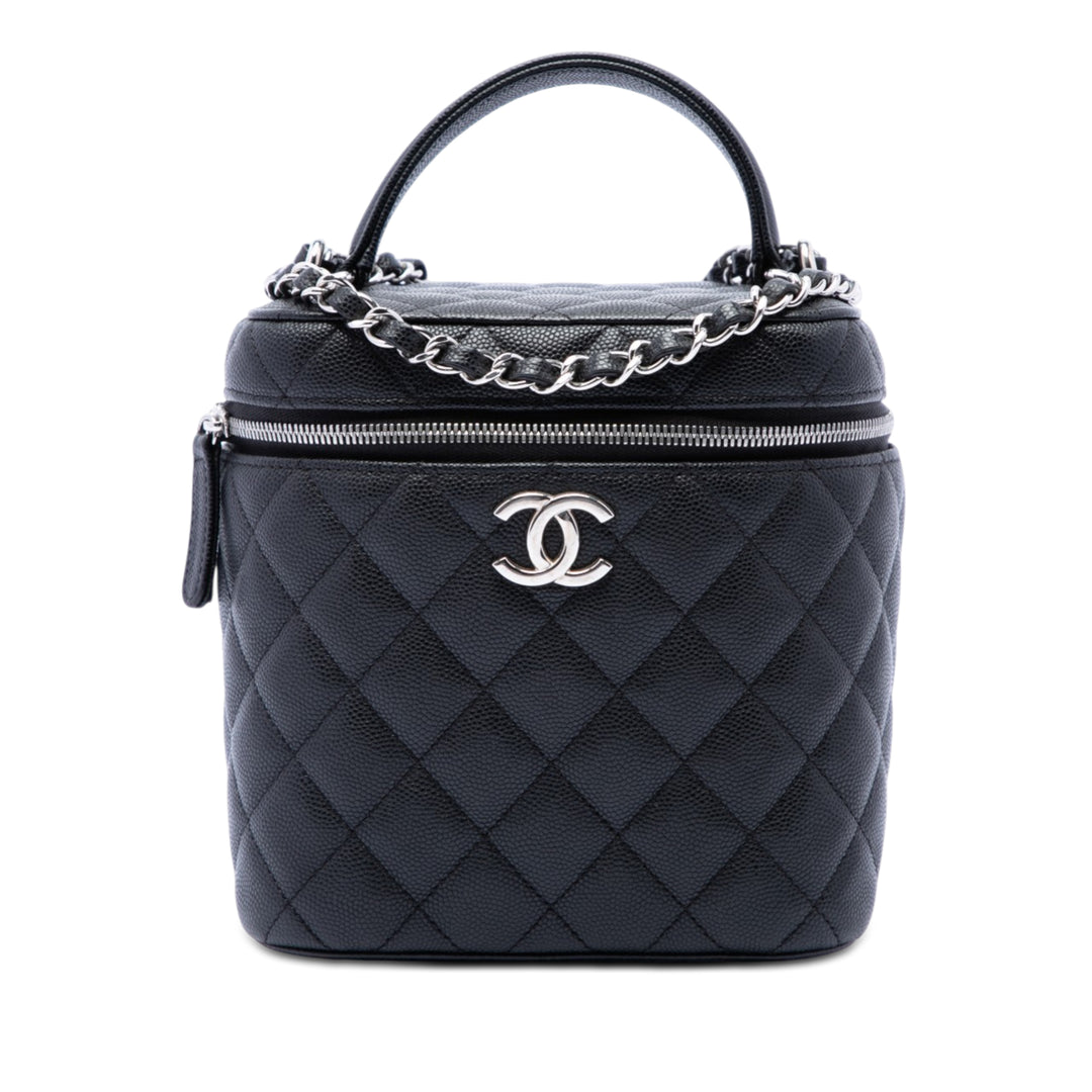 Chanel CC Matelassé Vanity avec chaîne Cuir caviar